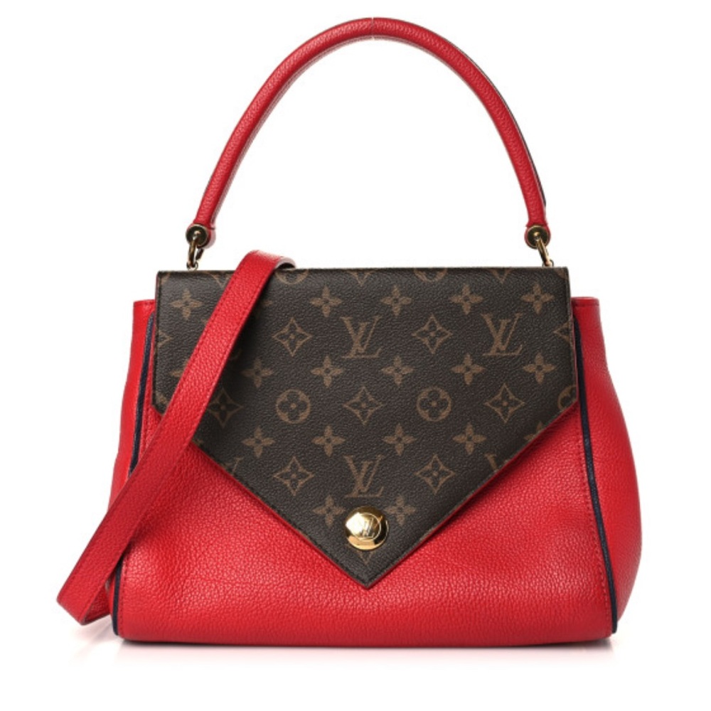 LOUIS VUITTON 
Grained Calfskin Monogram Double V Rubis